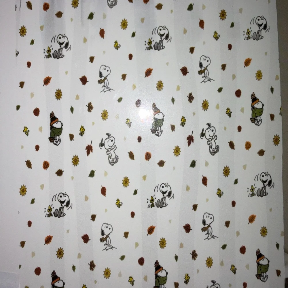 Snoopy Puffer Jacket Shower Curtain Fall Autumn